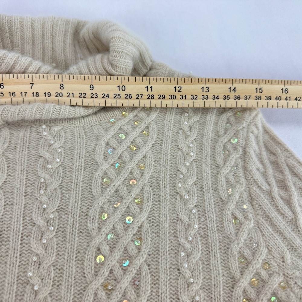 Sutton Studio Beaded Lambswool Angora Turtleneck‎ Sweater Cable Knit Fairy - Picture 14 of 15